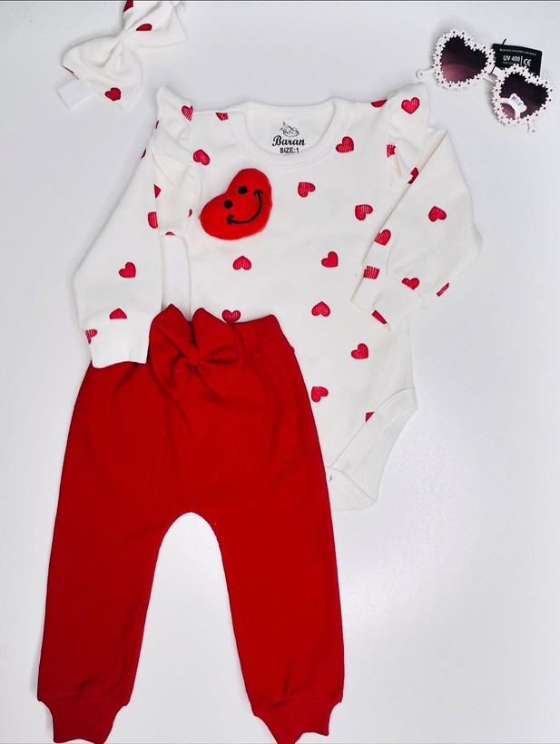 ست لباس بادی و شلوار دخترانه بچهگانه سایز بدو تولد تا دو سال - شاینا کیدز